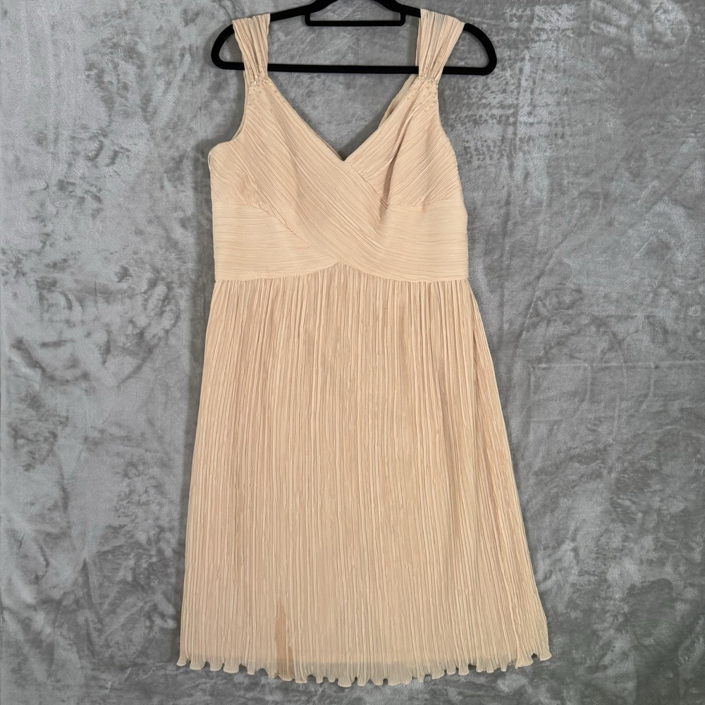 Evan Picone Formal Womens 12 Beige Sleeveless Side Zip Below Knee Length Dress